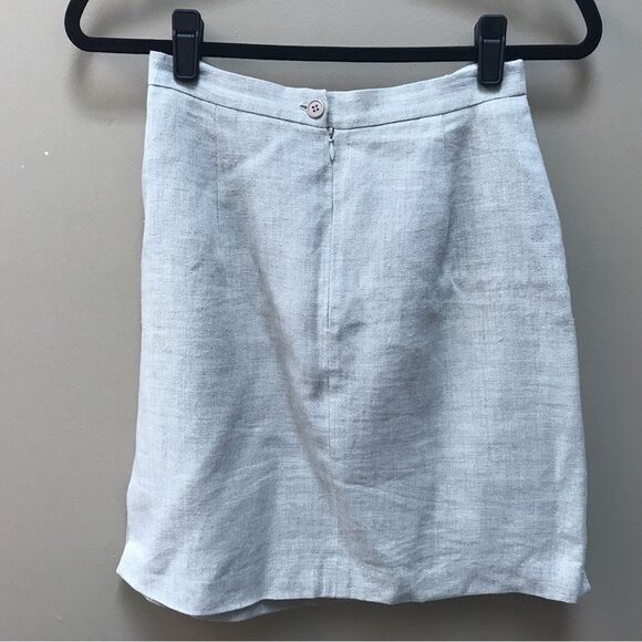 Warm Cream High Waisted Linen Pencil Skirt - Picture 5 of 7